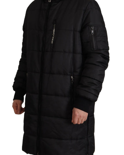 Dolce & Gabbana Black Nylon Hooded Parka Coat Winter Jacket