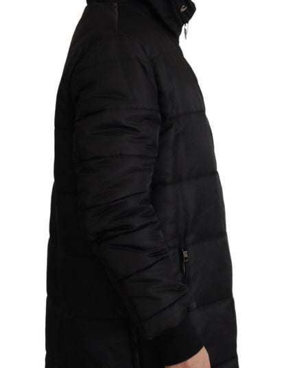 Dolce & Gabbana Black Nylon Hooded Parka Coat Winter Jacket