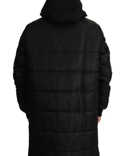 Dolce & Gabbana Black Nylon Hooded Parka Coat Winter Jacket