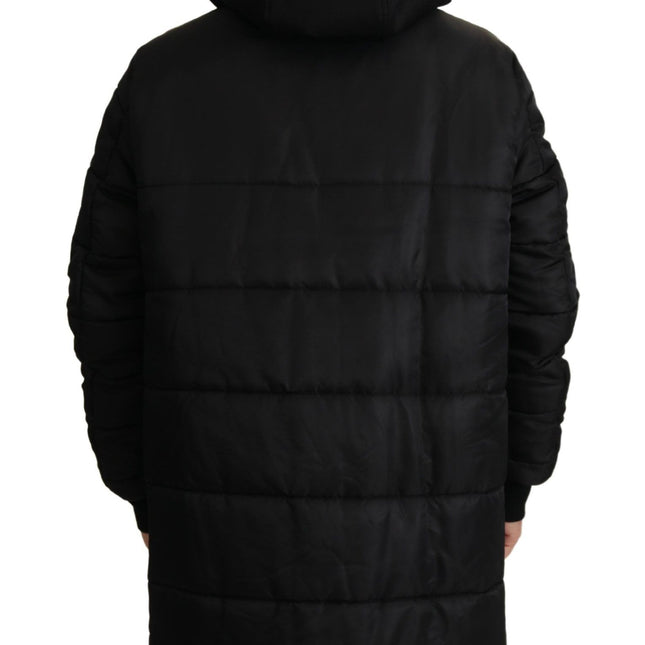 Dolce & Gabbana Black Nylon Hooded Parka Coat Winter Jacket
