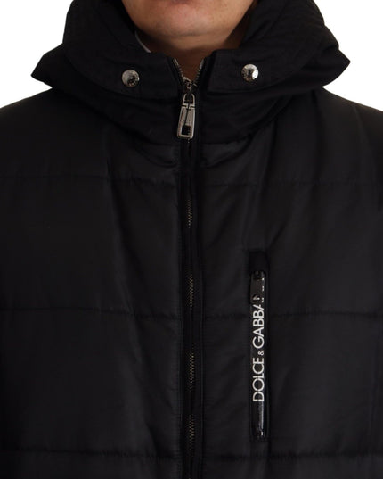 Dolce & Gabbana Black Nylon Hooded Parka Coat Winter Jacket