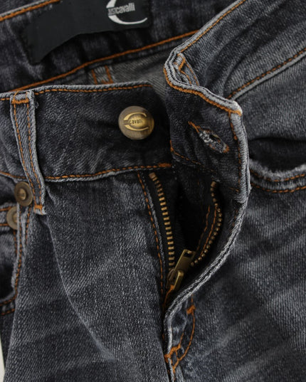 Cavalli Blue Wash Cotton Blend Slim Fit Jeans