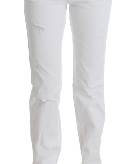 Costume National White Cotton Slim Fit Denim Bootcut Jeans