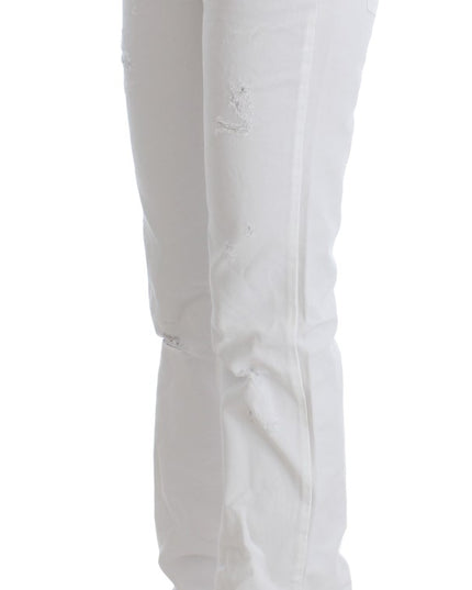 Costume National White Cotton Slim Fit Denim Bootcut Jeans