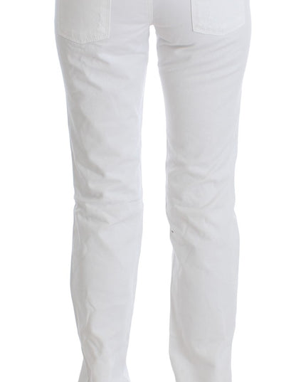 Costume National White Cotton Slim Fit Denim Bootcut Jeans