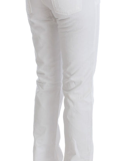 Costume National White Cotton Slim Fit Denim Bootcut Jeans