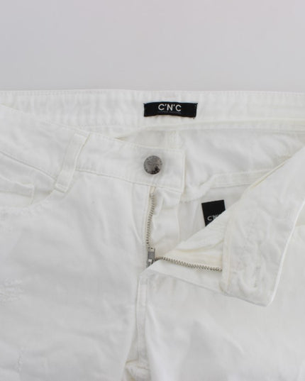 Costume National White Cotton Slim Fit Denim Bootcut Jeans