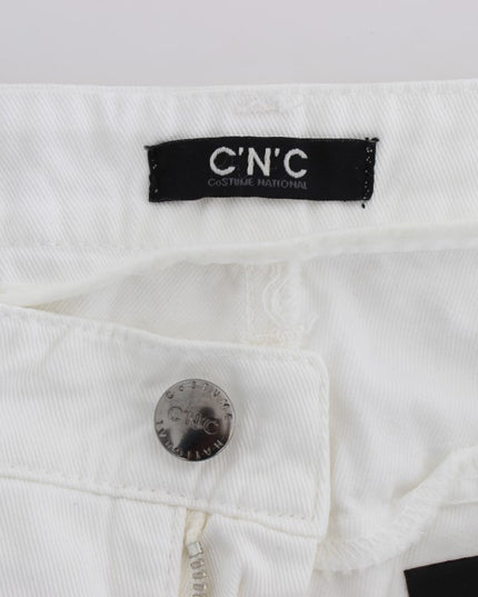 Costume National White Cotton Slim Fit Denim Bootcut Jeans