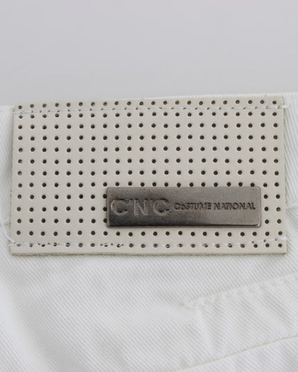 Costume National White Cotton Slim Fit Denim Bootcut Jeans