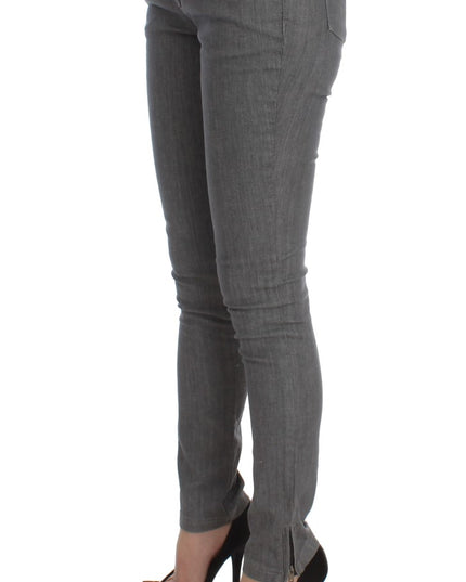 Costume National Gray Cotton Blend Slim Fit Jeans