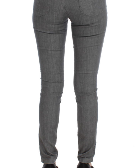 Costume National Gray Cotton Blend Slim Fit Jeans