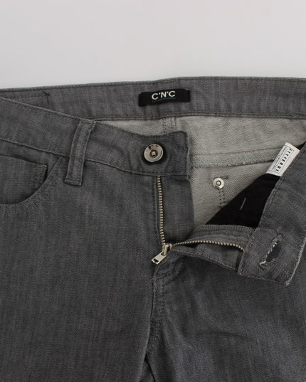 Costume National Gray Cotton Blend Slim Fit Jeans
