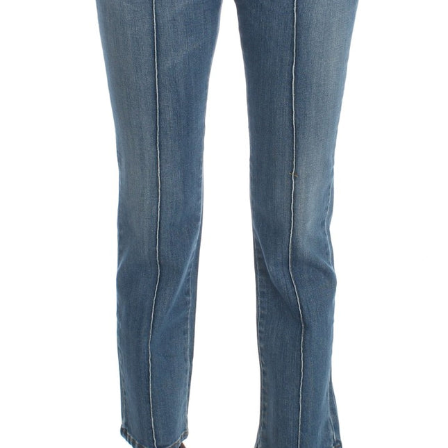 Costume National Blue Cotton Slim Fit Cropped Jeans