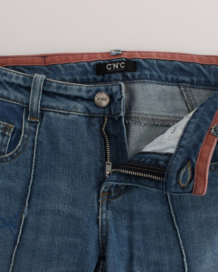 Costume National Blue Cotton Slim Fit Cropped Jeans