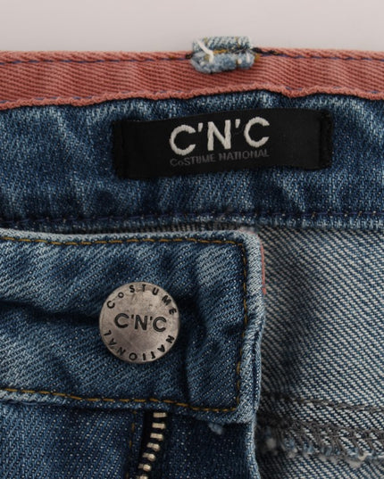 Costume National Blue Cotton Slim Fit Cropped Jeans