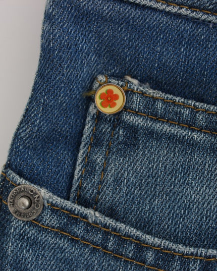 Costume National Blue Cotton Slim Fit Cropped Jeans