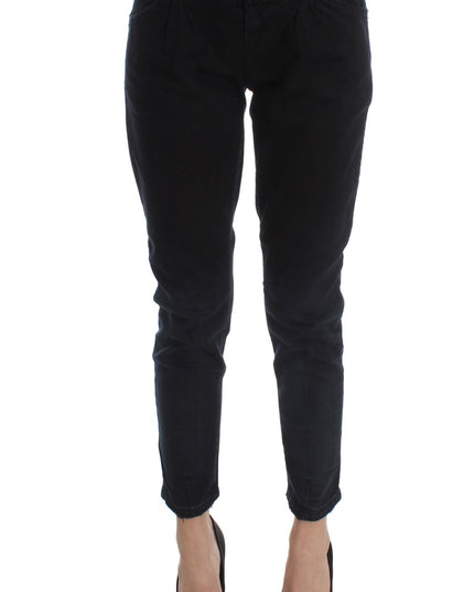 Costume National Black Cotton Slim Fit Cropped Jeans