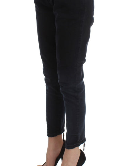 Costume National Black Cotton Slim Fit Cropped Jeans