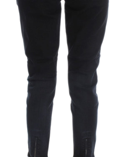 Costume National Black Cotton Slim Fit Cropped Jeans