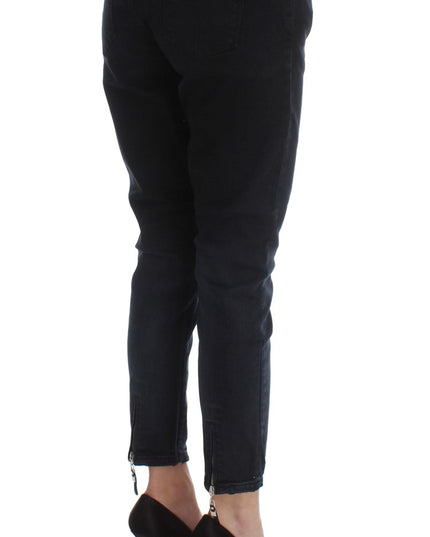 Costume National Black Cotton Slim Fit Cropped Jeans