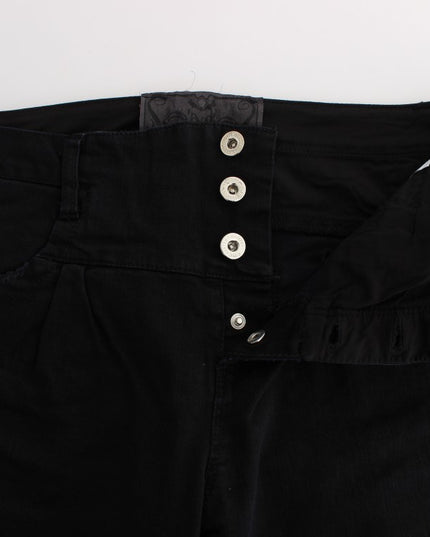 Costume National Black Cotton Slim Fit Cropped Jeans