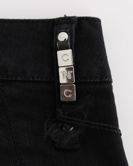 Costume National Black Cotton Slim Fit Cropped Jeans