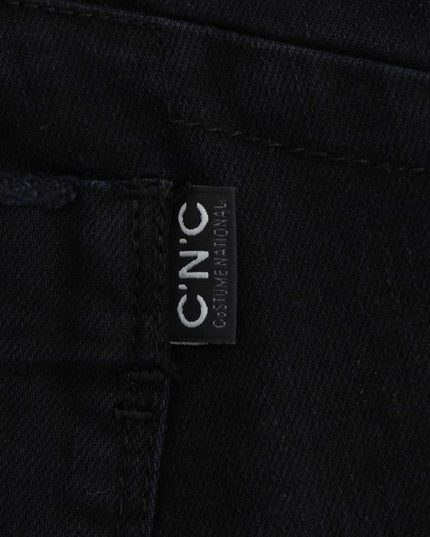 Costume National Black Cotton Slim Fit Cropped Jeans