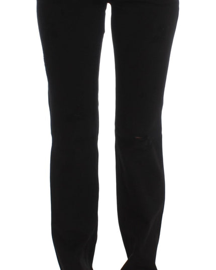 Costume National Black Cotton Slim Fit Bootcut Jeans