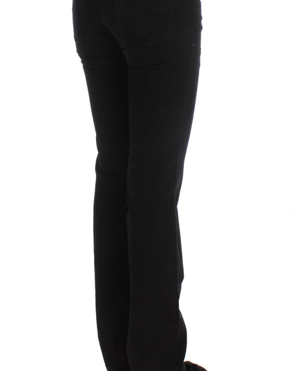 Costume National Black Cotton Slim Fit Bootcut Jeans