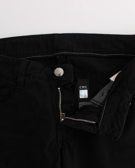 Costume National Black Cotton Slim Fit Bootcut Jeans