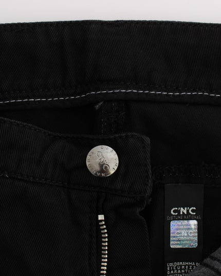 Costume National Black Cotton Slim Fit Bootcut Jeans