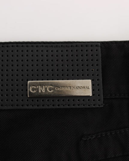 Costume National Black Cotton Slim Fit Bootcut Jeans