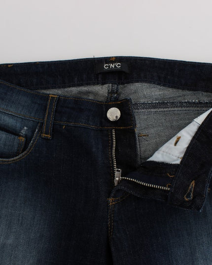 Costume National Blue Cotton Slim Fit Bootcut Jeans