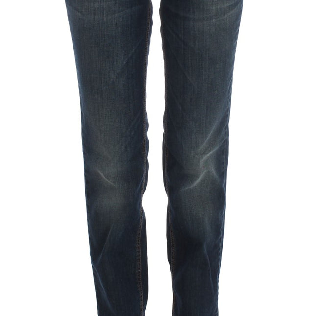 Costume National Blue Cotton Blend Bootcut Jeans
