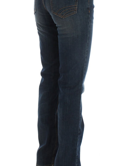 Costume National Blue Cotton Blend Bootcut Jeans