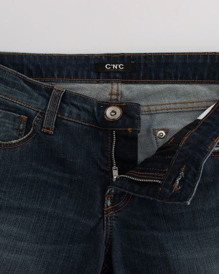 Costume National Blue Cotton Blend Bootcut Jeans