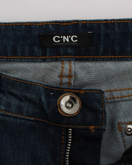 Costume National Blue Cotton Blend Bootcut Jeans