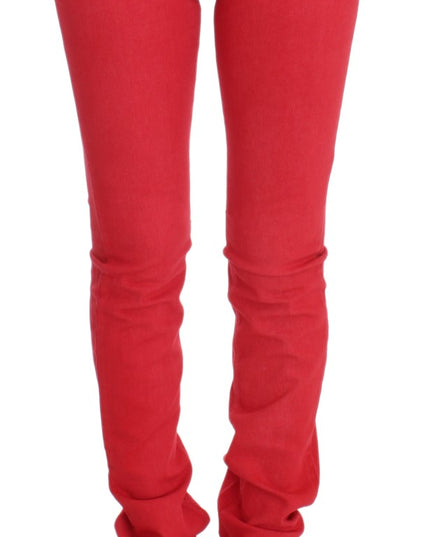 Costume National Red Cotton Blend Super Slim Fit Jeans