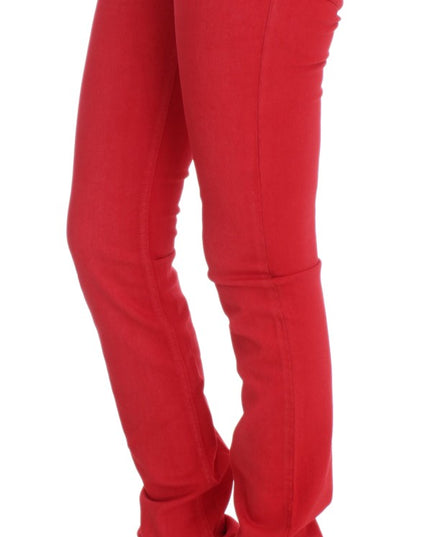 Costume National Red Cotton Blend Super Slim Fit Jeans