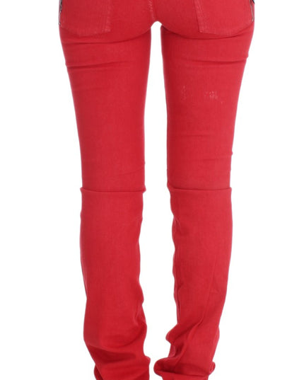 Costume National Red Cotton Blend Super Slim Fit Jeans