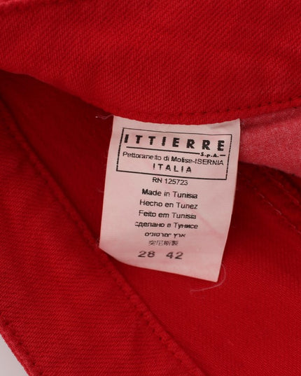 Costume National Red Cotton Blend Super Slim Fit Jeans