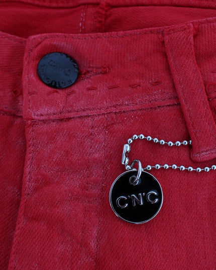 Costume National Red Cotton Blend Super Slim Fit Jeans