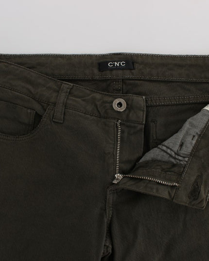 Costume National Green Cotton Blend Slim Fit Jeans