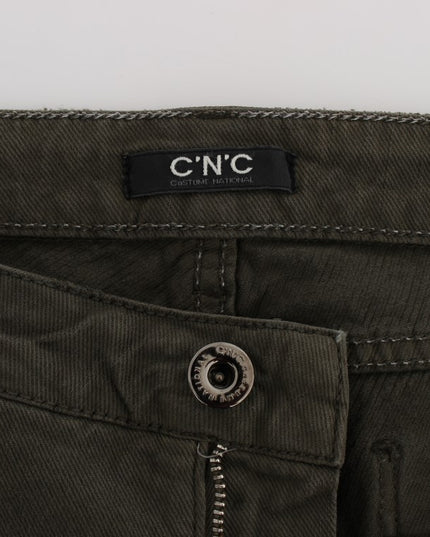 Costume National Green Cotton Blend Slim Fit Jeans