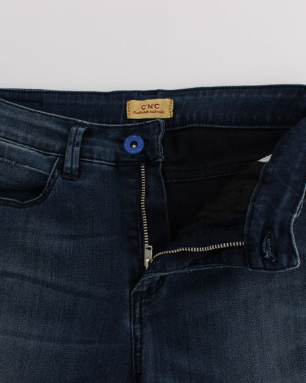 Costume National Blue Cotton Blend Slim Fit Jeans
