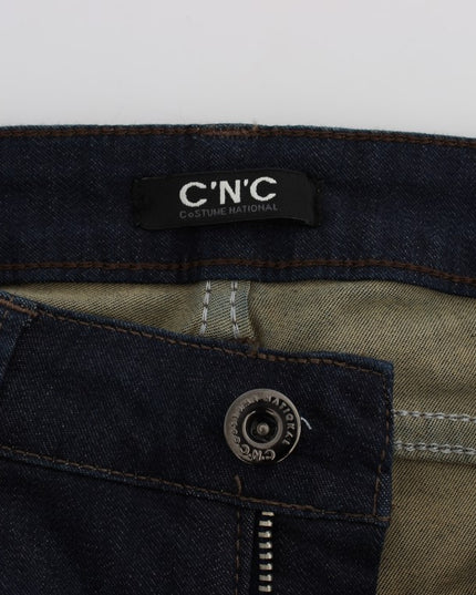 Costume National Blue Cotton Blend Slim Fit Jeans