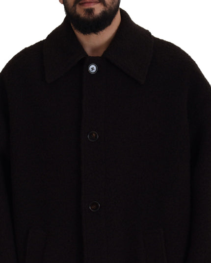 Dolce & Gabbana Black Alpaca Button Down Trench Coat Jacket
