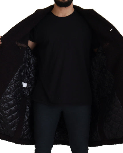 Dolce & Gabbana Black Alpaca Button Down Trench Coat Jacket