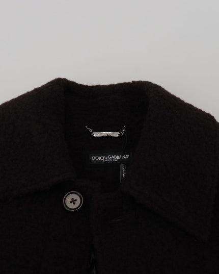 Dolce & Gabbana Black Alpaca Button Down Trench Coat Jacket