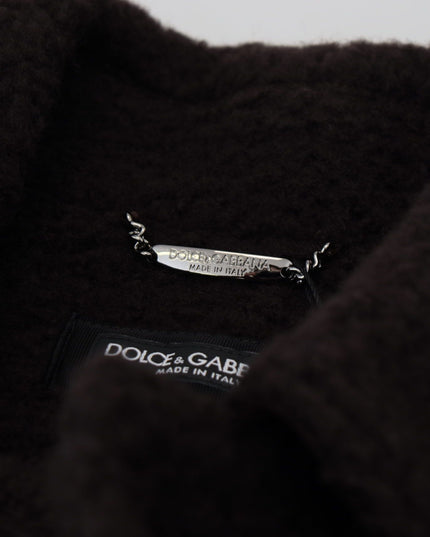 Dolce & Gabbana Black Alpaca Button Down Trench Coat Jacket